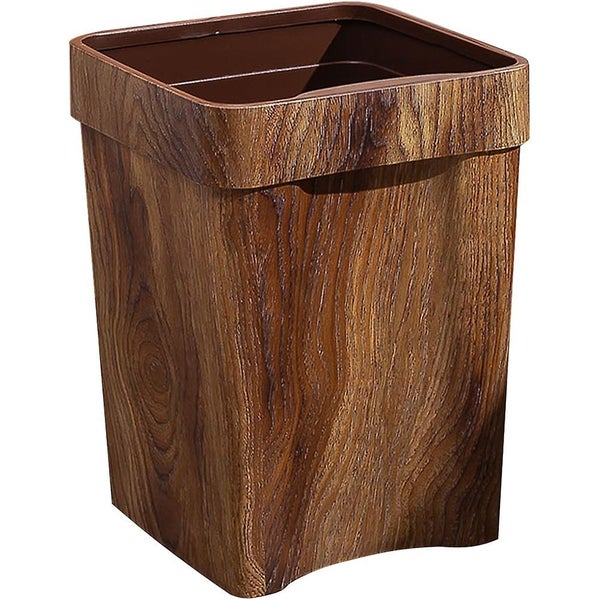 Wood Grain Waste Container Bathroom Waste Paper Bucket Bedroom Trash Can Carousel 1