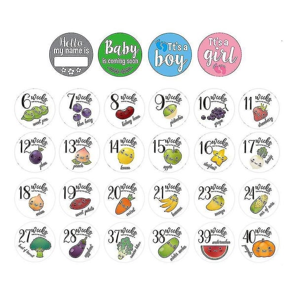 28 Pcs Logo Stickers Pregnant Expecting Photo Prop Pregnancy Growth Stickers Ma Carousel 1