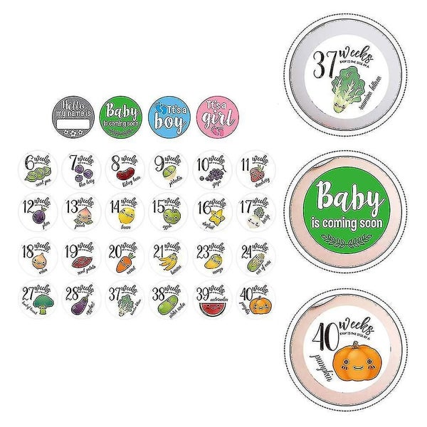 28 Pcs Logo Stickers Pregnant Expecting Photo Prop Pregnancy Growth Stickers Ma Carousel 2