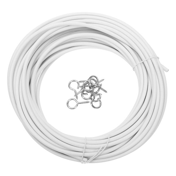 1 Set Curtain Wire Window Curtain Rope Picture Hanging Wire With Screw Eyes Hoo Carousel 4