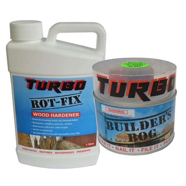 Turbo Rot-Fix Wood Hardener 1 Litre & Builders Bog 1 Litre Combo - Save a Few $$ Carousel 1