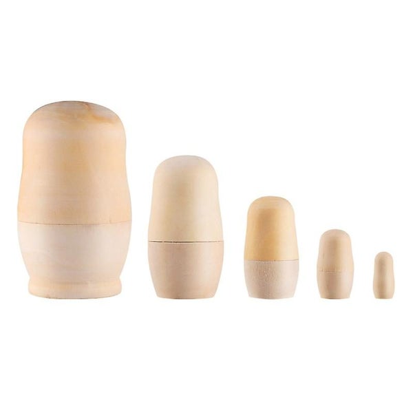 Stobok 5pcs Diy Matryoshka Dolls Unpainted Wooden Russian Nesting Dolls For Cra Carousel 2