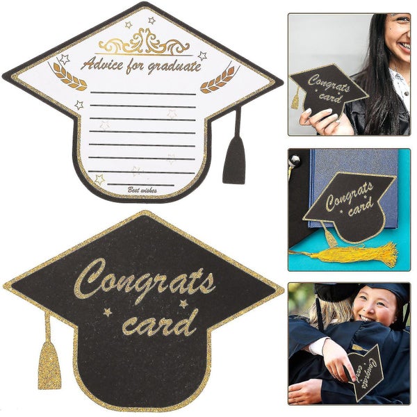 30pcs Graduation Cap Shape Greeting Cards Delicate Paper Gift Cards School Grad Carousel 2