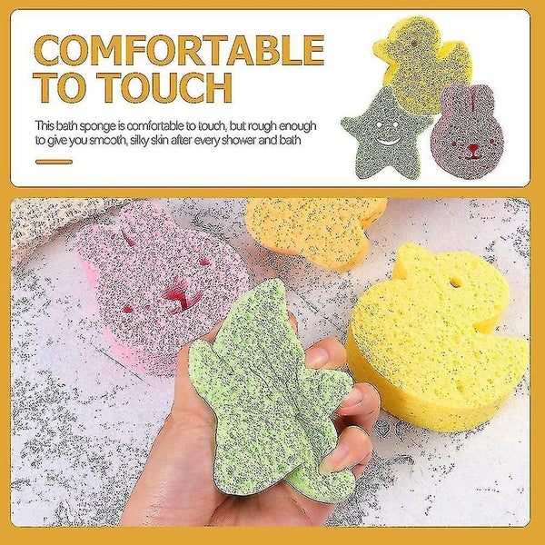 3pcs Wood Pulp Baby Shower Sponges Cartoon Kids Bath Sponges Small Toddler Show Carousel 2