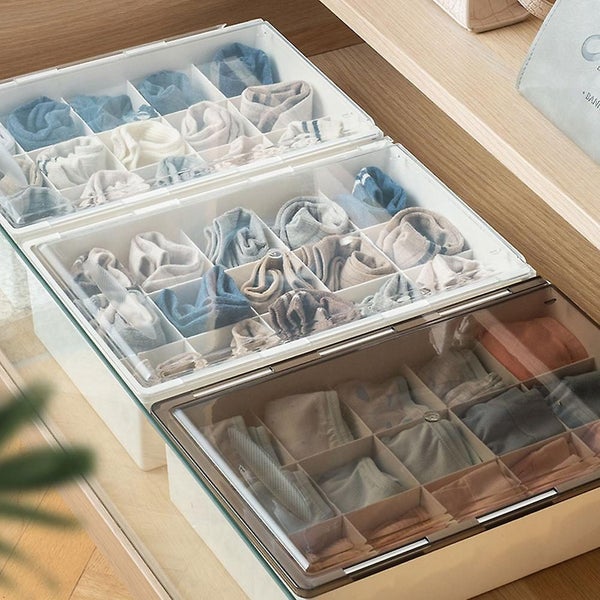 1pc Socks Storage Box Multiple Grids Organizer Box Underwear Storage Holder Carousel 2