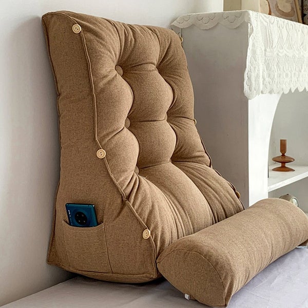 SOGA 45cm Khaki Triangular Wedge Lumbar Pillow Headboard Backrest Sofa Bed Cu... Carousel 2