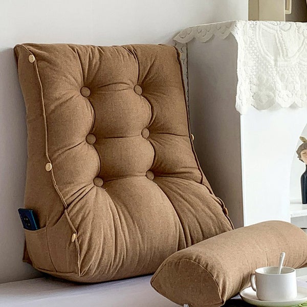 SOGA 45cm Khaki Triangular Wedge Lumbar Pillow Headboard Backrest Sofa Bed Cu... Carousel 9