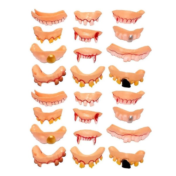 24 Pcs Makeup Toys False Teeth Gag Gift Vampire Teeth Ugly Teeth Ugly Fake Teet Carousel 1