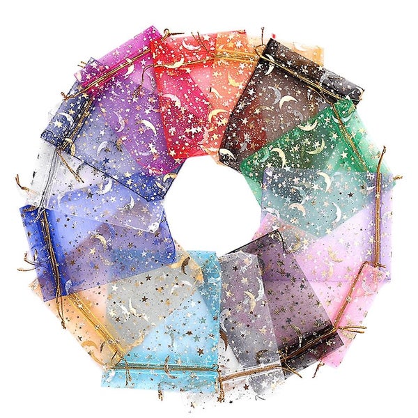 100 Pcs Candy Gift Bags Drawstring Mesh Jewelry Bags Wedding Favors Bag Organza Carousel 1