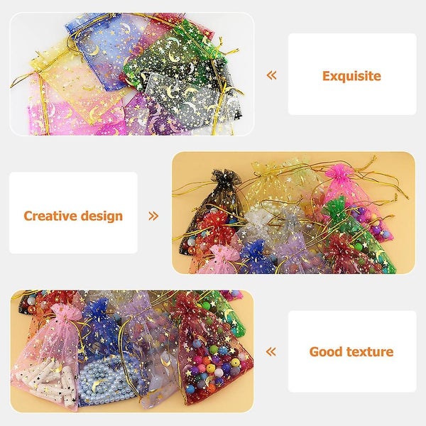 100 Pcs Candy Gift Bags Drawstring Mesh Jewelry Bags Wedding Favors Bag Organza Carousel 2