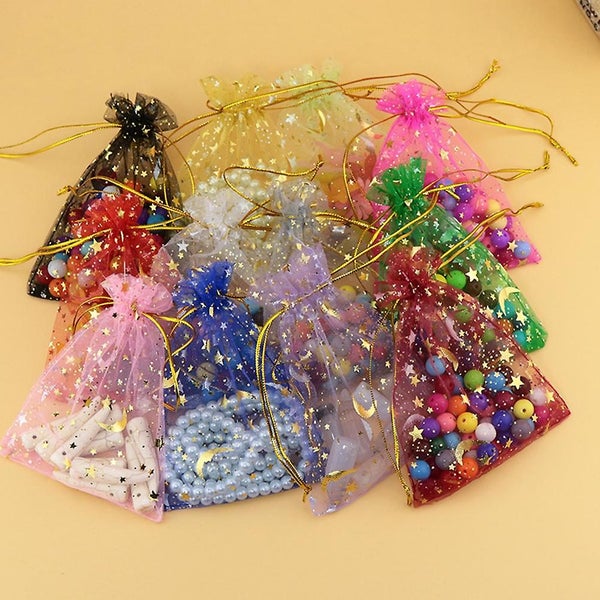 100 Pcs Candy Gift Bags Drawstring Mesh Jewelry Bags Wedding Favors Bag Organza Carousel 3