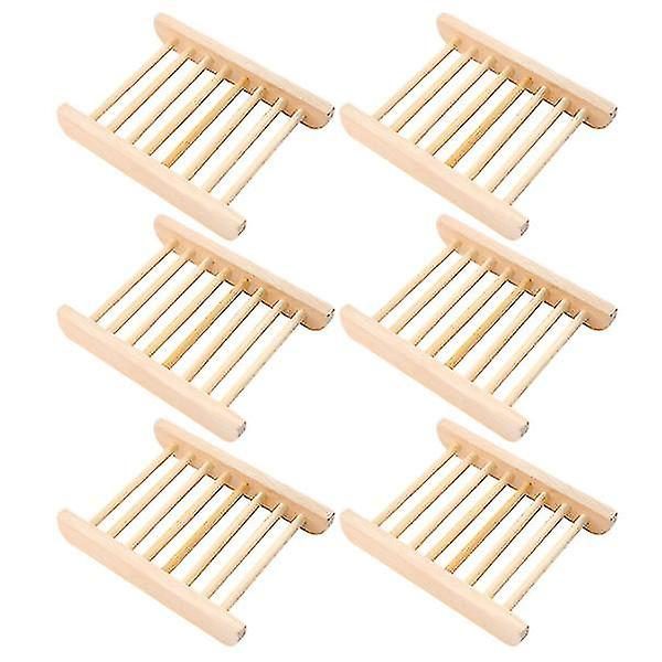 6pcs Wooden Soap Holder Dish Draining Tray Wooden Soap Case Holder For Bathroom Carousel 1