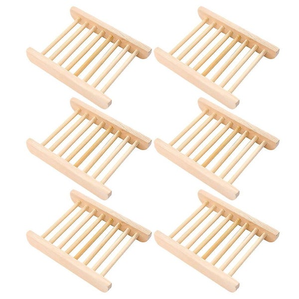 6pcs Wooden Soap Holder Dish Draining Tray Wooden Soap Case Holder For Bathroom Carousel 2
