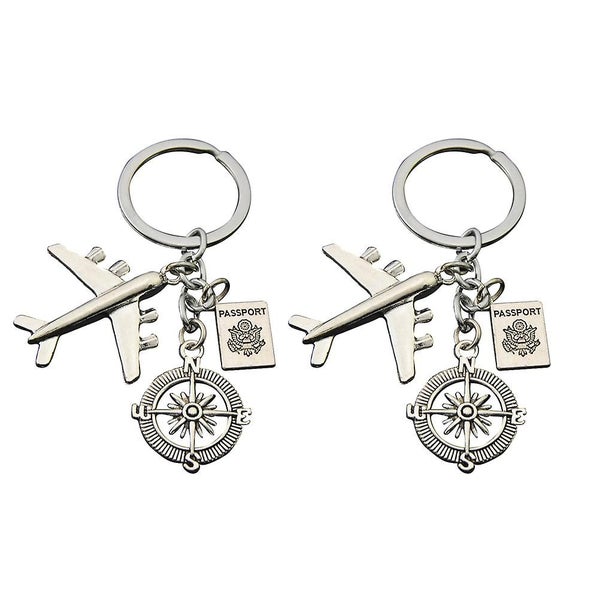 2pcs Keychain Airplane Attractive Fashion Passport Pendant Hanging Ornament Key Carousel 1