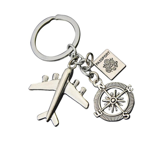 2pcs Keychain Airplane Attractive Fashion Passport Pendant Hanging Ornament Key Carousel 2