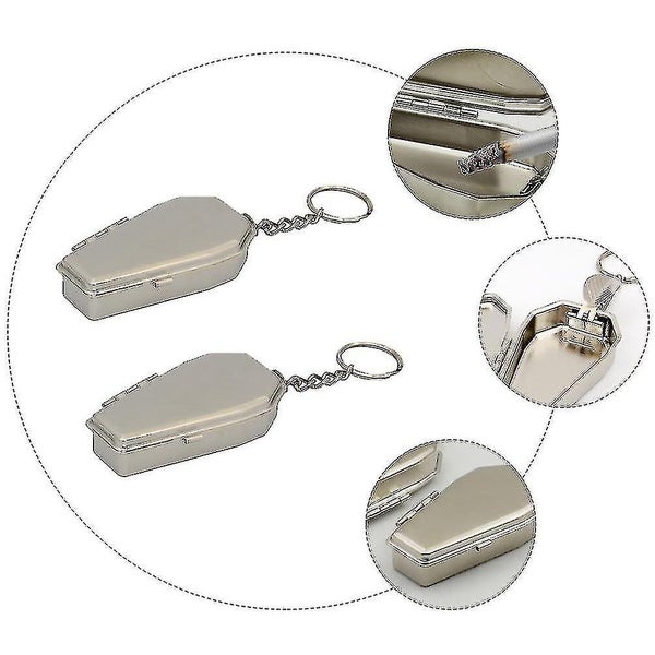 2pcs Ashtray Keychains Silver Keyrings Portable Ashtray Keyholder Carousel 3
