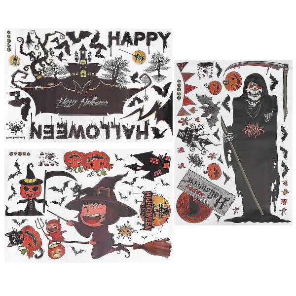 3pcs Sticker Removable Self adhesive Halloween Supplies Window Stickers Wall De Carousel 2