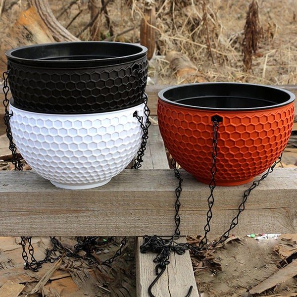 SOGA Red Medium Hanging Resin Flower Pot Self Watering Basket Planter Outdoor... Carousel 9