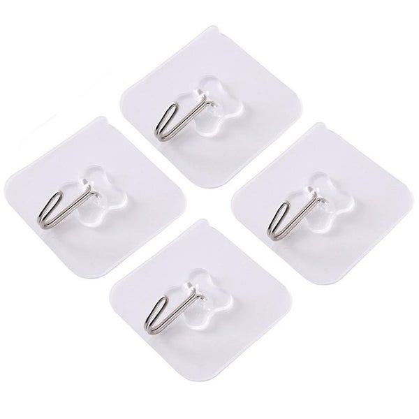 4 Pcs Wall Hooks Transparent Reusable Seamless Hooks Waterproof Self Adhesive H Carousel 1