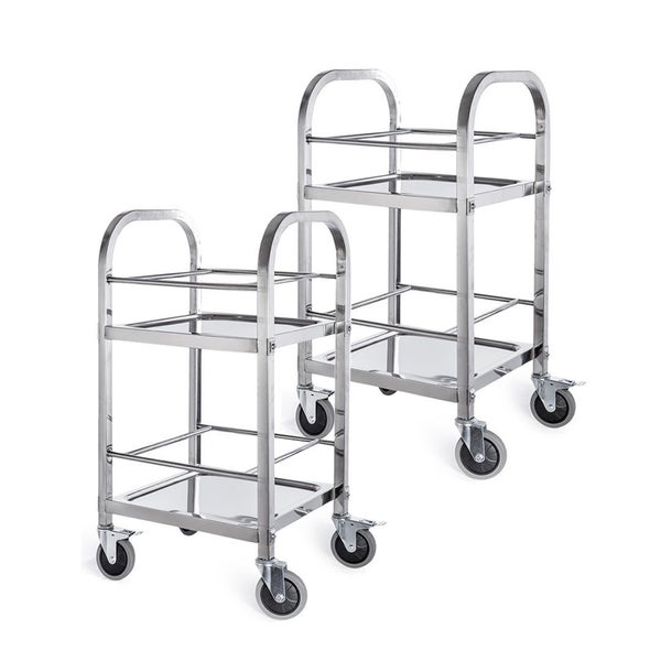 SOGA 2X 2 Tier 500x500x950 Stainless Steel Square Tube Drink Wine Food Utilit... Carousel 1