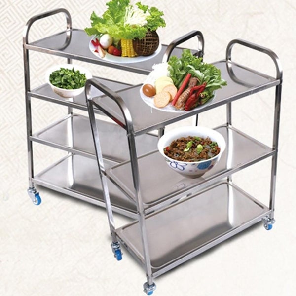 SOGA 4 Tier Stainless Steel Kitchen Dinning Food Cart Trolley Utility Size Sq... Carousel 2