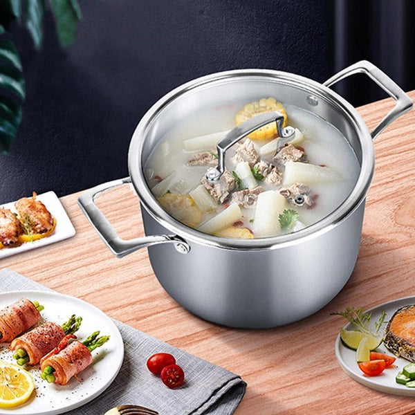 SOGA 2X 26cm Stainless Steel Soup Pot Stock Cooking Stockpot Heavy Duty Thick... Carousel 9