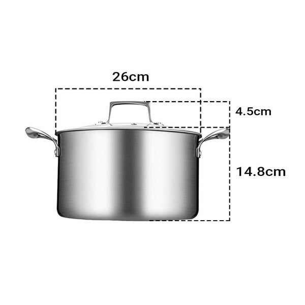 SOGA 2X 26cm Stainless Steel Soup Pot Stock Cooking Stockpot Heavy Duty Thick... Carousel 2