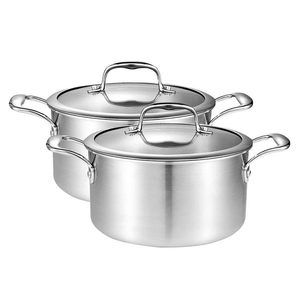 SOGA 2X 26cm Stainless Steel Soup Pot Stock Cooking Stockpot Heavy Duty Thick... Carousel 1