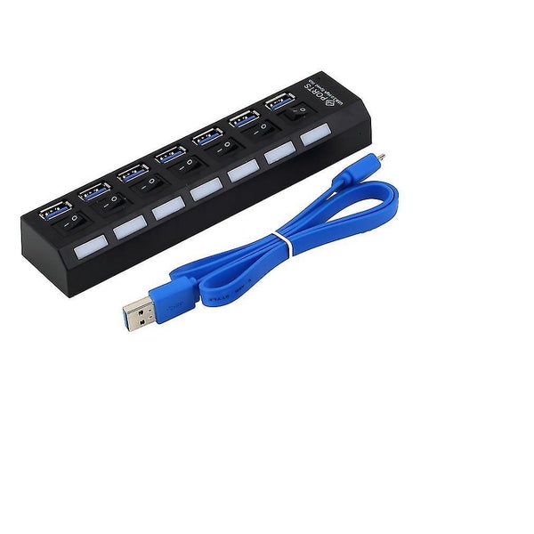 7 Ports Abs Usb 3.0 Hub With On/off Switch Ac Power Adapter +cable Carousel 5