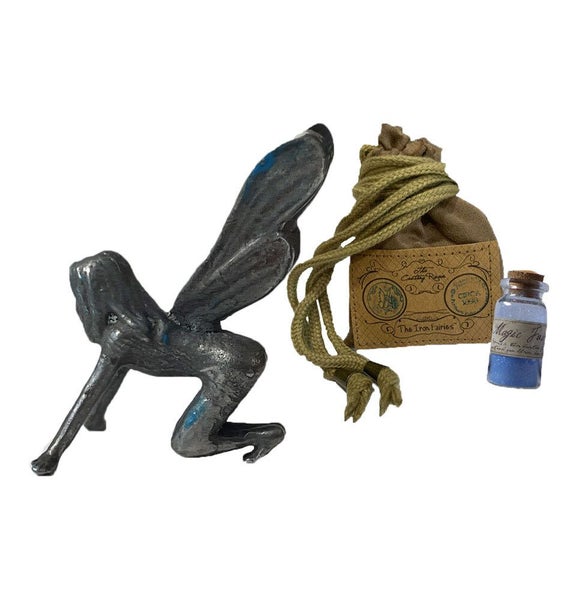 The Iron Fairies VITA Fairy Of The Dirt Collectors Blue Cast Iron Figurine Carousel 1