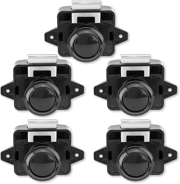Set Of 5 Black Push Button Locks Keyless Knobs For Cabinet Door Locks For Ca Carousel 1