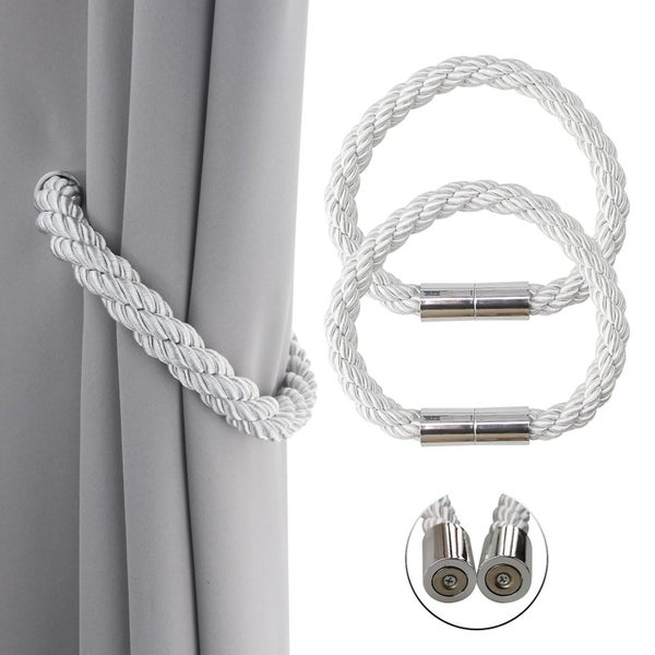 2pcs White Magnetic Curtain Tieback Curtain Clips Rope Curtain Holder For Deco Carousel 2