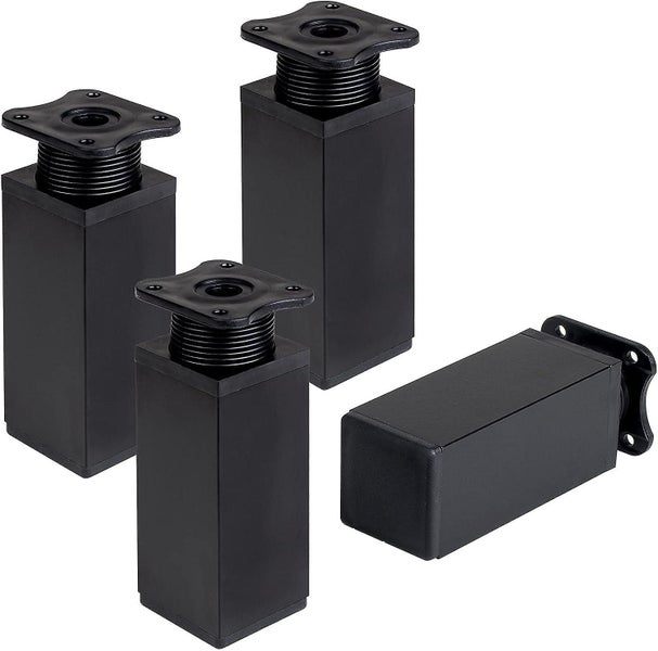 Black Set Of 4 Adjustable Rectangular Furniture Legs 40 X 40 X 100mm Black Wit Carousel 1