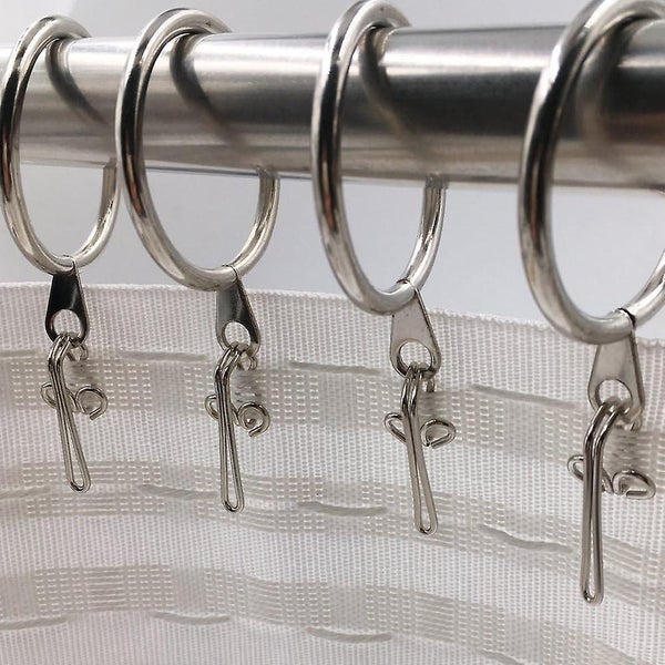 100 Pack Metal Curtain Header Tape Drapery Hooks Silver Carousel 5