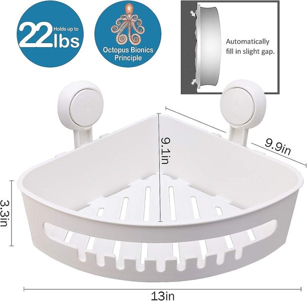 Corner Suction Cup Shower Shelf No Drilling Reusable Corner Suction Shower C Carousel 2