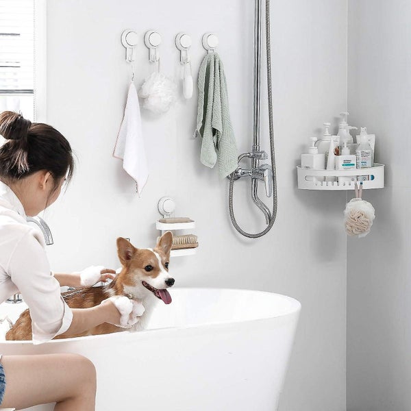 Corner Suction Cup Shower Shelf No Drilling Reusable Corner Suction Shower C Carousel 5