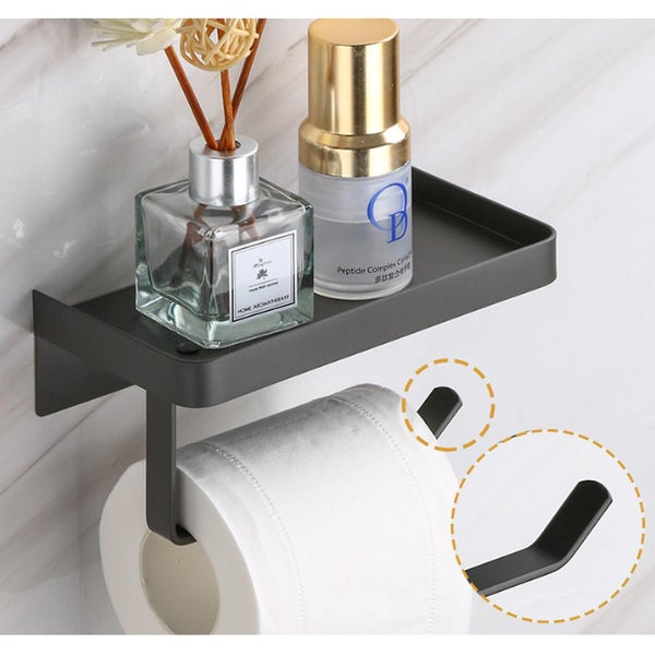 Toilet Paper Holder With Shelf Stainless Steel Wall Mount Adhesive Toilet Pap Carousel 4
