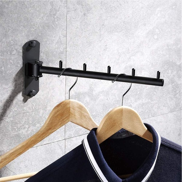 Stainless Steel Clothes Hanger With Swing Arm Support Bars Wall Mounted Hanger Carousel 2
