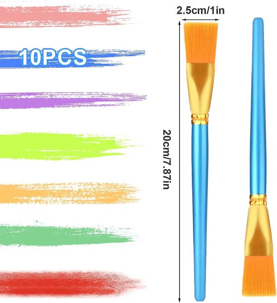 10pcs Flat Paint Brushes 2.5cm Wide Watercolor Gouache Brush Flat Acrylic B Carousel 2