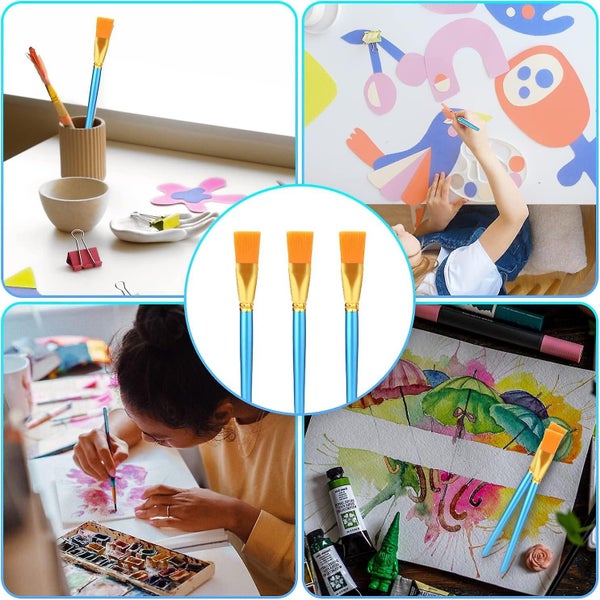 10pcs Flat Paint Brushes 2.5cm Wide Watercolor Gouache Brush Flat Acrylic B Carousel 5