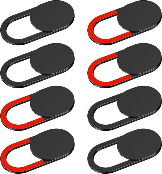 Laptop Webcam Cover 8 Pcs 4 Black+4 Red Webcam Cover Kiwi Design Ultra-thin Carousel 1