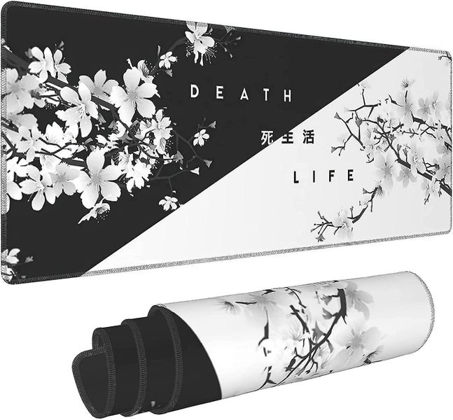 Black White Cherry Blossom Mouse Pad Sakura Death Life Desk Mat300x800mm Carousel 1