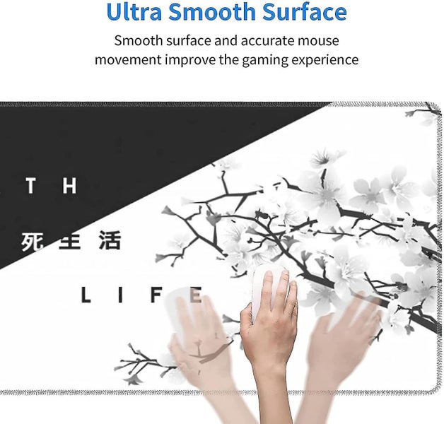 Black White Cherry Blossom Mouse Pad Sakura Death Life Desk Mat300x800mm Carousel 2