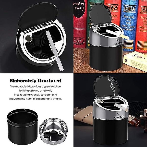 Stainless Steel Ashtray With Lid silver Black Portable Windproof Ashtray L Carousel 5