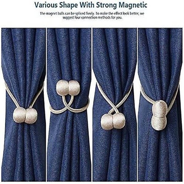 Magnetic Curtain Lace 2 Pieces Beige Clip Curtain Buckle Fixed Woven Lace Carousel 2
