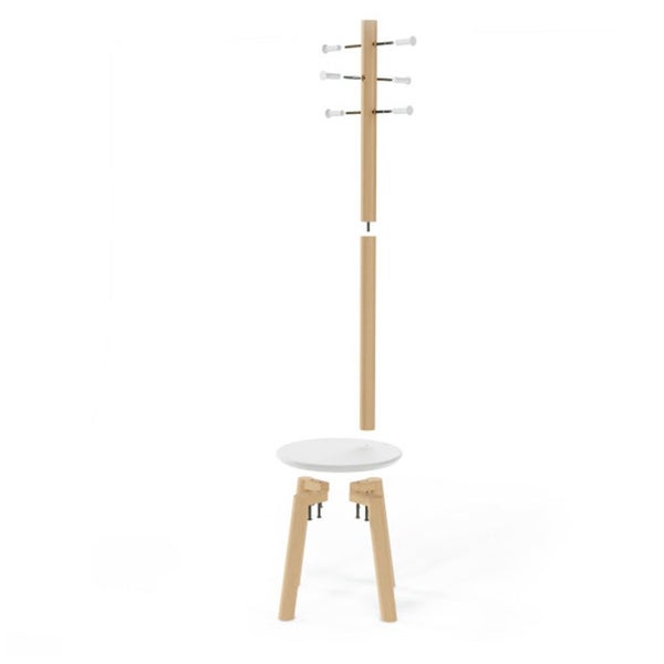 Umbra Pillar Stool with Built-In Coat Rack White/Natural Carousel 5