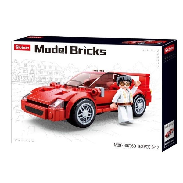 xSluban B0706D Model Bricks - Red Sports Car - 163 Pc Carousel 1