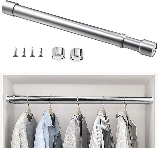 Stainless Steel Extendable Closet Rod 47cm To 80cm Adjustable Telescopic Curta Carousel 1