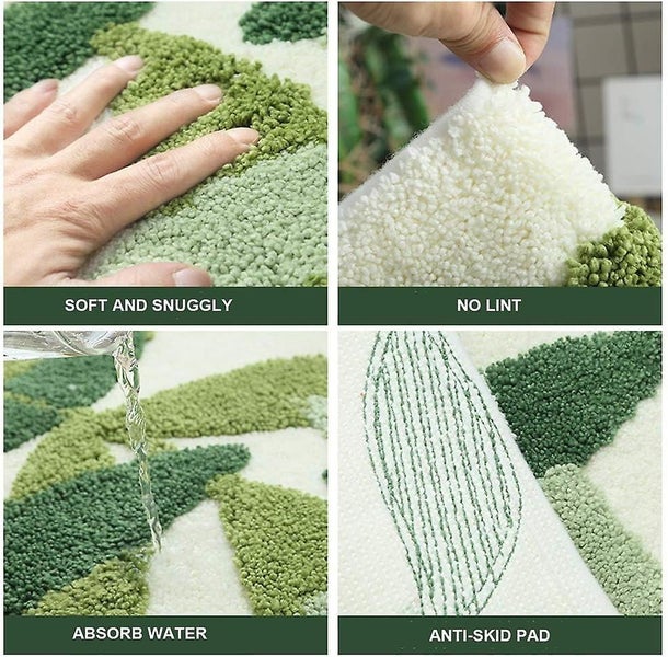 Non-slip Bath Mat 50 X 80 Cm Green Leaf Bathroom Floor Mat Super Soft And Wat Carousel 2