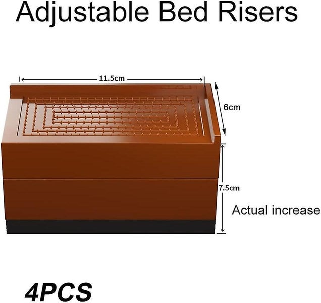 Set Of 4 Furniture Uprights Bed Square 7.5 Cm Or 15 Cm High Legs Adjustabl Carousel 2